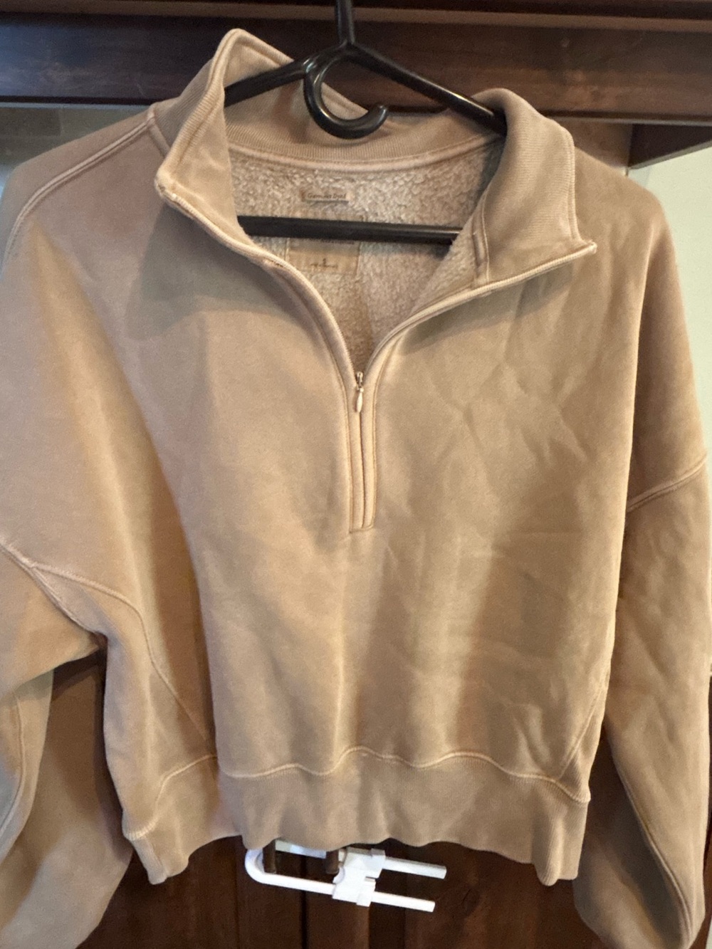 Abercrombie Women’s Half-Zip Cozy Fleece Pullover Sweater - Tan